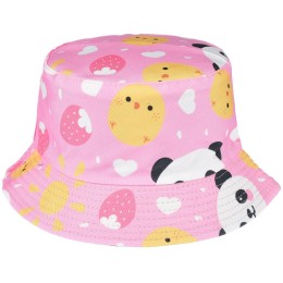 Pandy I Kurczaki Na Różu Dwustronny Kapelusz Dziecięcy Bucket Hat Kap-Md