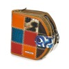 Kolorowy Patchwork Portfel Skórzany, Mały Portfelik Damski Z Biglem Julia Rosso M99 - HH-7593