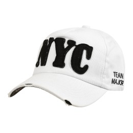 Biała Czapka Z Daszkiem Baseballówka Vintage Regulowana Nyc Czm23