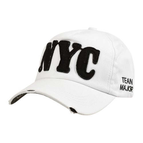 Biała Czapka Z Daszkiem Baseballówka Vintage Regulowana Nyc Czm23 - HH-9436