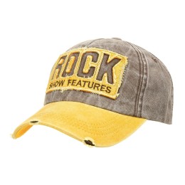 Żółta Czapka Z Daszkiem Baseballówka Vintage Regulowana Rock Czm22